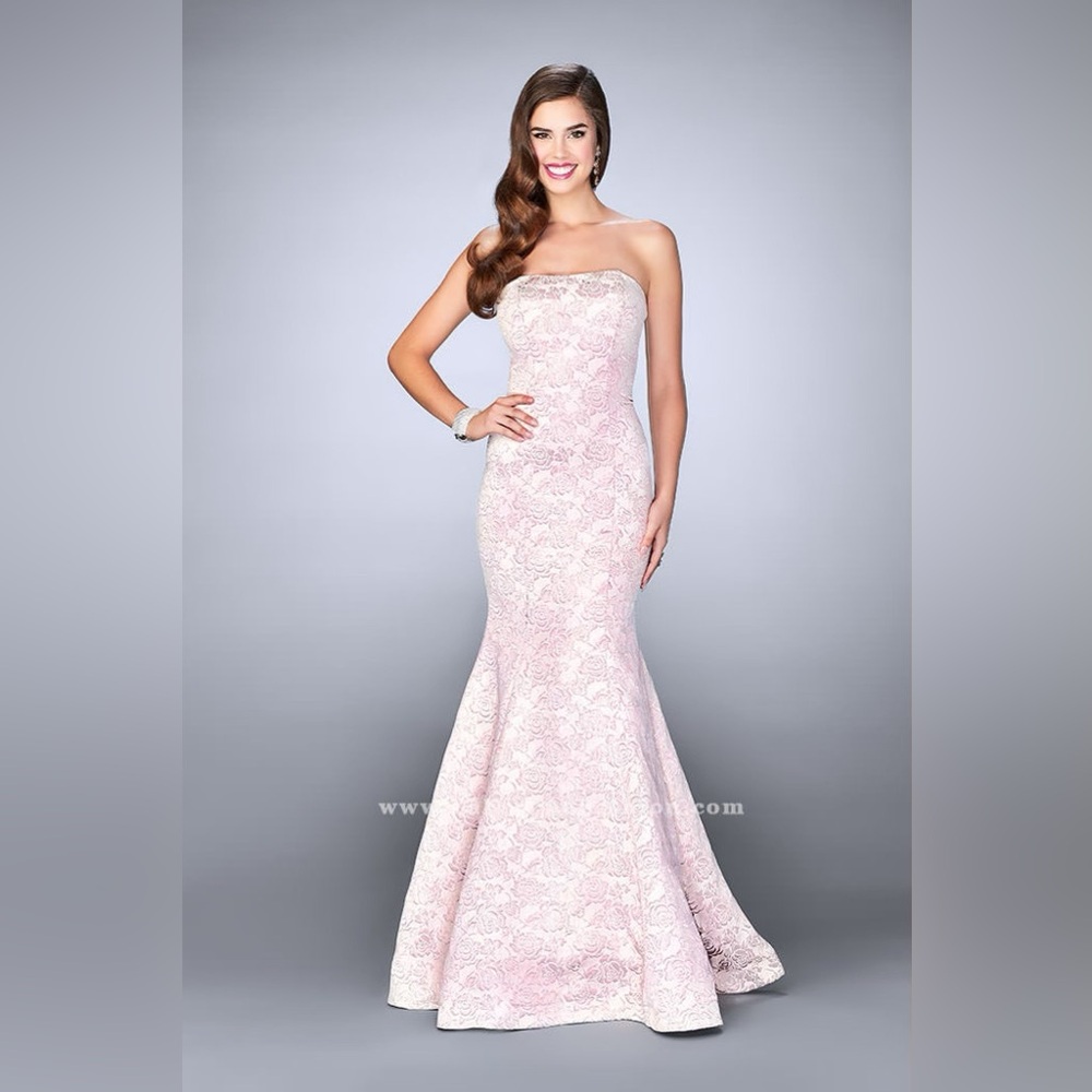 NWT La Femme Blush Floral Mermaid Gown 24020